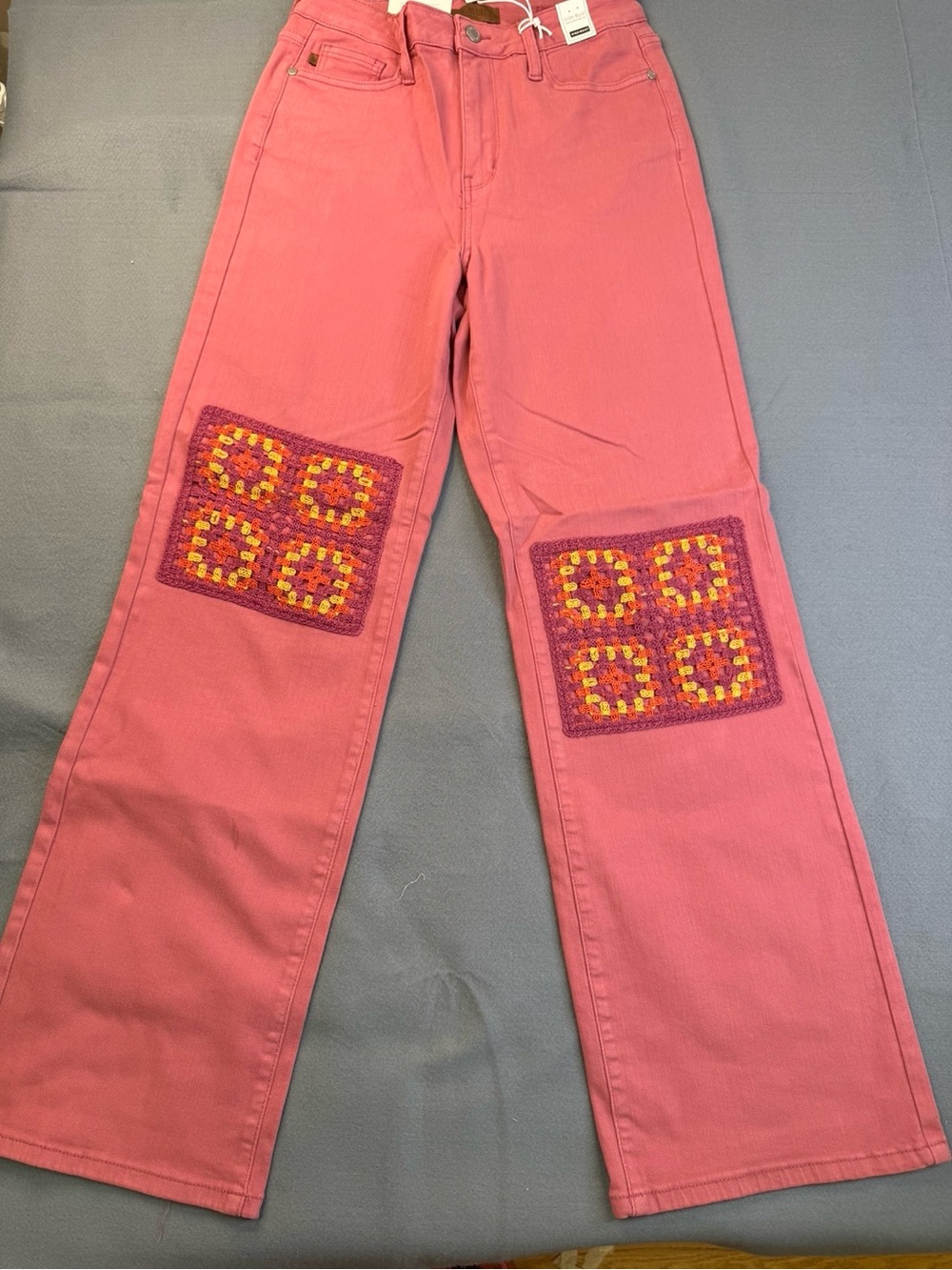 Judy Blue Dusty Pink High Waist Crochet Patch Jeans Size 9/29 NWT